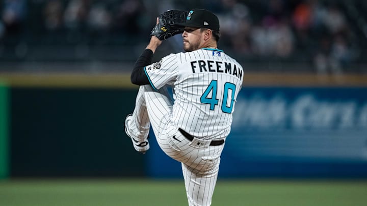Caleb Freeman winds up to pitch during a Triple-A game.