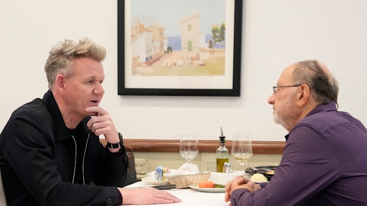 GORDON RAMSAY'S SECRET SERVICE: Gordon Ramsay with the restaurant owner in the series premiere "Parthenon" episode of GORDON RAMSAY'S SECRET SERVICE airing Wednesday, May 21 (9:02-10:00 PM ET/PT) on FOX. Cr: Greg Gayne / FOX. © 2025 FOXMEDIA LLC.
