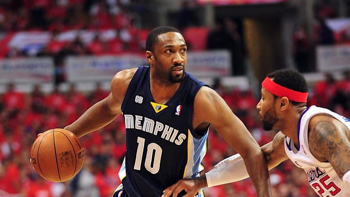 May 7, 2012; Los Angeles, CA, USA; Memphis Grizzlies point guard Gilbert Arenas (10) controls the ball against the defense of Los Angeles Clippers point guard Mo Williams (25) during the first half of game four of the Western Conference quarterfinals of the 2012 NBA Playoffs at Staples Center. Mandatory Credit: Gary A. Vasquez-Imagn Images May 7, 2012; Los Angeles, CA, USA; Memphis Grizzlies point guard Gilbert Arenas (10) controls the ball against the defense of Los Angeles Clippers point guard Mo Williams (25) during the first half of game four of the Western Conference quarterfinals of the 2012 NBA Playoffs at Staples Center. Mandatory Credit: Gary A. Vasquez-Imagn Images