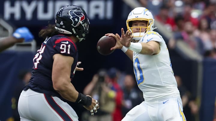 The Chargers are road favorites to the Texans in the Wild-Card Round of the NFL Playoffs. The Chargers are road favorites to the Texans in the Wild-Card Round of the NFL Playoffs.