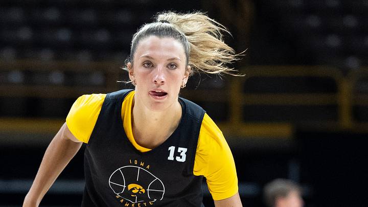 Iowa forward McKenna Woliczko dribbles the basketball during practice June 25, 2026 at Carver-Hawkeye Arena in Iowa City, Iowa.