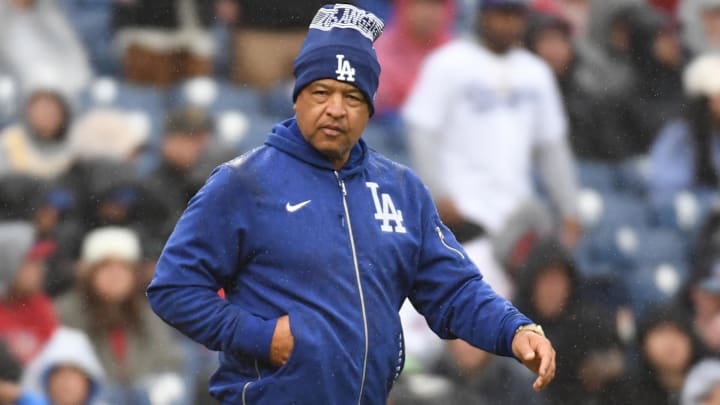 Apr 6, 2025; Philadelphia, Pennsylvania, USA; Los Angeles Dodgers manager Dave Roberts (30) walks onto the field to make a pitching change against the Philadelphia Phillies at Citizens Bank Park. Mandatory Credit: Eric Hartline-Imagn Images Apr 6, 2025; Philadelphia, Pennsylvania, USA; Los Angeles Dodgers manager Dave Roberts (30) walks onto the field to make a pitching change against the Philadelphia Phillies at Citizens Bank Park. Mandatory Credit: Eric Hartline-Imagn Images