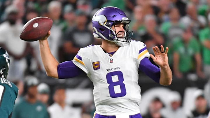 Sep 14, 2023; Philadelphia, Pennsylvania, USA; Minnesota Vikings quarterback Kirk Cousins (8)