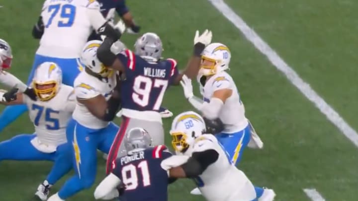 Justin Herbert took a blow to the head late in the second quarter.