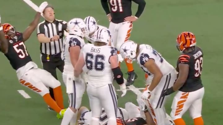 Germaine Pratt overreacts to a shove and takes a ref’s hat off.