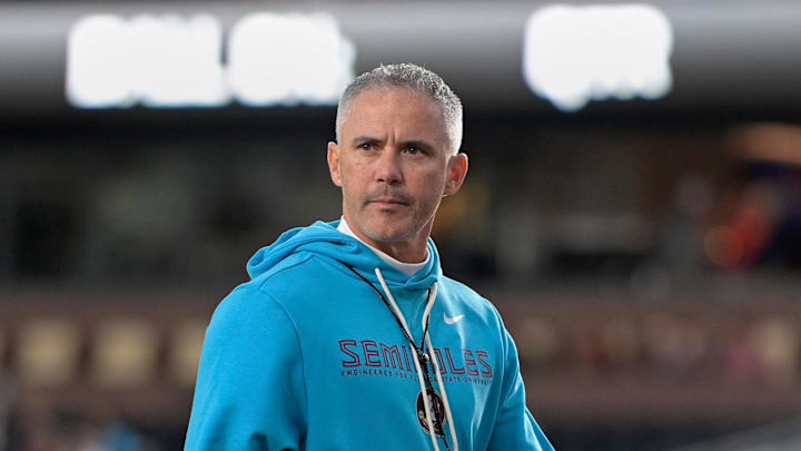 Florida State Seminoles head coach Mike Norvell looks on before the game against the Wake Forest Demon Deacons at Doak S. Campbell Stadium.
