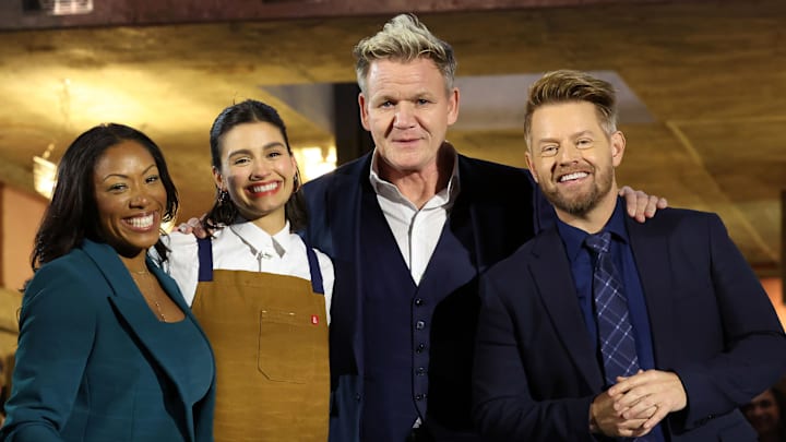 Next Level Chef Season 3 winner Gabi Chappel with Nyesha Arrington, Gordon Ramsay and Richard Blais