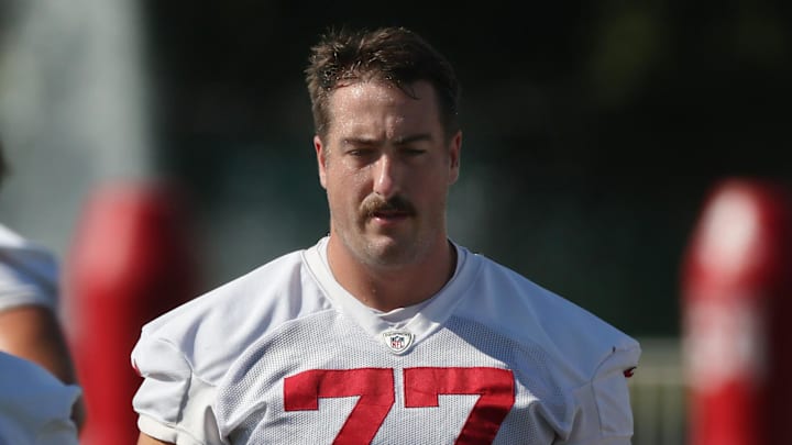 Tampa Bay Buccaneers offensive tackle Charlie Heck works out at One Buc Place.