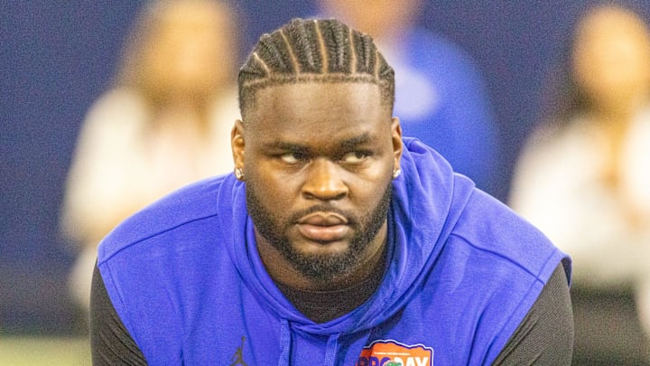 Florida defensive lineman Caleb Banks (88) watches the action during Pro Day at Sanders Practice Fields in Gainesville, FL on Thursday, March 26, 2026. [Alan Youngblood/Gainesville Sun]