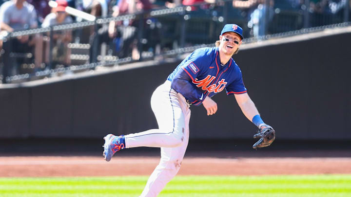 New York Mets third baseman Brett Baty (22) at Citi Field in 2024. New York Mets third baseman Brett Baty (22) at Citi Field in 2024.
