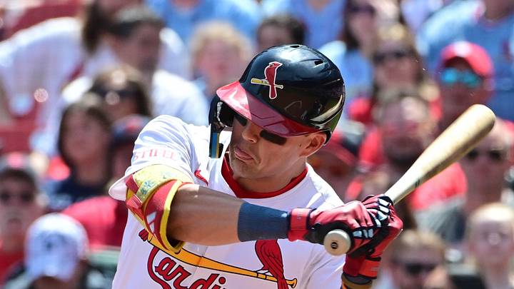 Apr 13, 2025; St. Louis, Missouri, USA;St. Louis Cardinals outfielder Lars Nootbaar (21) at bat against the Philadelphia Phillies at Busch Stadium. Mandatory Credit: Tim Vizer-Imagn Images Apr 13, 2025; St. Louis, Missouri, USA;St. Louis Cardinals outfielder Lars Nootbaar (21) at bat against the Philadelphia Phillies at Busch Stadium. Mandatory Credit: Tim Vizer-Imagn Images