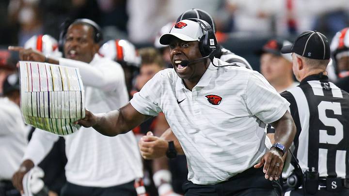 Oregon State head coach JaMarcus Shephard reacts to a play during an NCAA football game at Reser Stadium on Saturday, Sept. 12, 2026, in Corvallis, Oregon Oregon State head coach JaMarcus Shephard reacts to a play during an NCAA football game at Reser Stadium on Saturday, Sept. 12, 2026, in Corvallis, Oregon