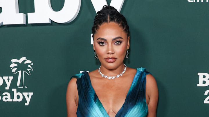 Ayesha Curry wearing Alberta Ferretti arrives at the 2023 Baby2Baby Gala Presented By Paul Mitchell held at the Pacific Design Center on November 11, 2023 in West Hollywood, California.