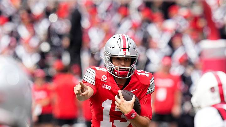 Ohio State Buckeyes quarterback Luke Fahey (13) runs the ball in the second half of the NCAA football game at Ohio Stadium on Sept. 5, 2026 in Columbus, Ohio. Ohio State Buckeyes quarterback Luke Fahey (13) runs the ball in the second half of the NCAA football game at Ohio Stadium on Sept. 5, 2026 in Columbus, Ohio.