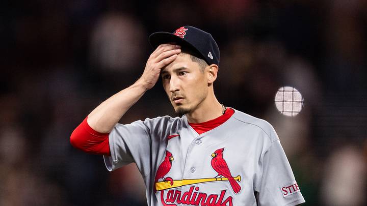 Sep 7, 2026; San Francisco, California, USA;  St. Louis Cardinals pitcher Riley O'Brien (61) reacts against the San Francisco Giants during the tenth inning at Oracle Park.  Mandatory Credit: John Hefti-Imagn Images