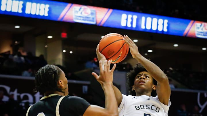 Now junior guard Brandon McCoy of St. John Bosco (California) prepares to shoot the ball during the championship game of the Tournament of Champions against Paul VI Catholic (Virginia) at Great Southern Bank Arena last season. McCoy has the Braves off to an 11-0 start and No. 1 ranking in SBLive's/High School on SI California Top 25