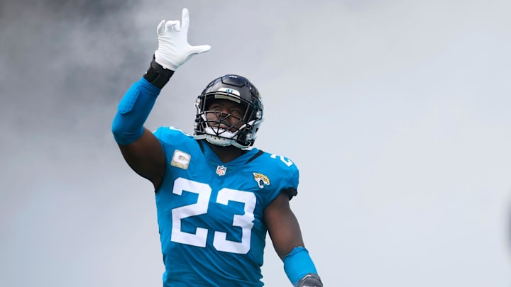 Jacksonville Jaguars linebacker Foyesade Oluokun (23) takes to the field before a regular season NFL