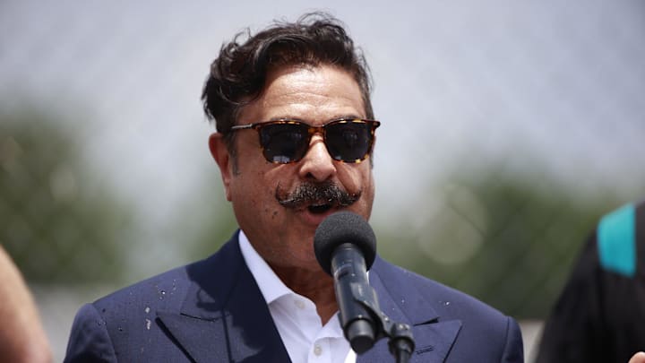 Jacksonville Jaguars owner Shad Khan speaks as the business bearing the name on the new practice facility, Miller Electric Center, is announced during a media conference after a minicamp football practice Monday, June 13, 2022 at TIAA Bank Field in Jacksonville. [Corey Perrine/Florida Times-Union]