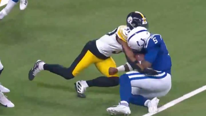 Minkah Fitzpatrick hits Anthony Richardson. 