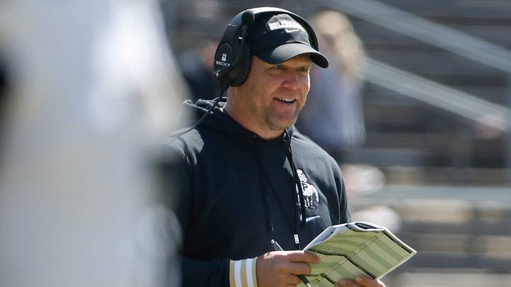 Purdue Boilermakers head coach Barry Odom on the sideline. Purdue Boilermakers head coach Barry Odom on the sideline.