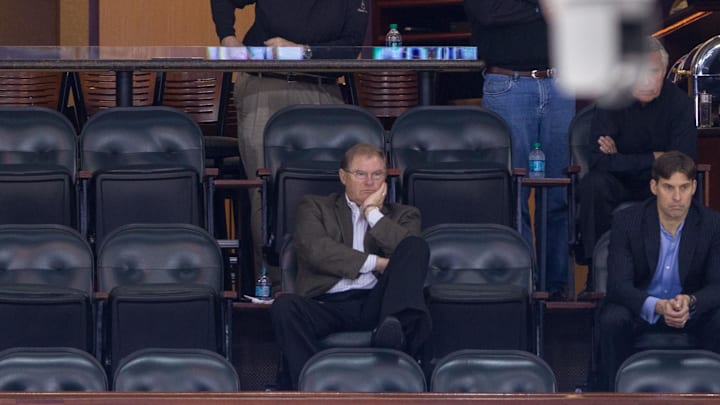 Apr 26, 2013; St. Paul, MN, USA; Minnesota Wild owner Craig Leipold looks on from his suite during the third period against the Edmonton Oilers at the Xcel Energy Center. The Oilers defeated the Wild 6-1. Mandatory Credit: Brace Hemmelgarn-Imagn Images