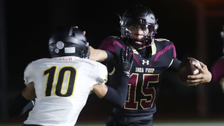Iona defeated Saint AnthonyÕs 48-40 during football action at Iona Prep in New Rochelle Oct. 4, 2024.