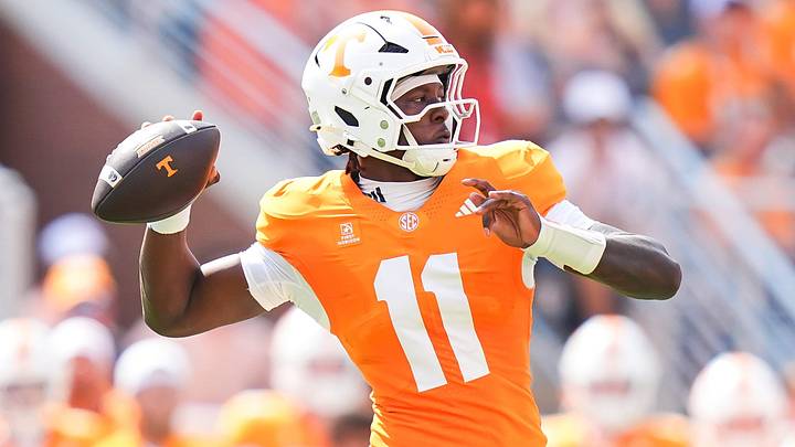 Tennessee quarterback Faizon Brandon (11) throws the ball during a college football game between Tennessee and Furman in Neyland Stadium in Knoxville, Tenn., on Sept. 5, 2026.