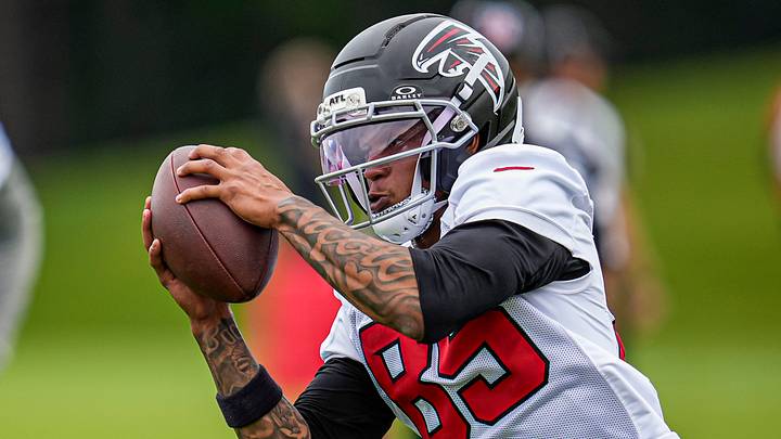 Jun 16, 2026; Atlanta, GA, USA; Atlanta Falcons wide receiver Keelan Marion (85) catches a pass during Minicamp. Mandatory Credit: Dale Zanine-Imagn Images Jun 16, 2026; Atlanta, GA, USA; Atlanta Falcons wide receiver Keelan Marion (85) catches a pass during Minicamp. Mandatory Credit: Dale Zanine-Imagn Images