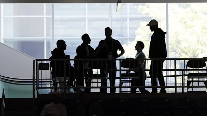 May 15, 2024; Chicago, IL, USA; People walk through the concourse during the 2024 NBA Draft Combine