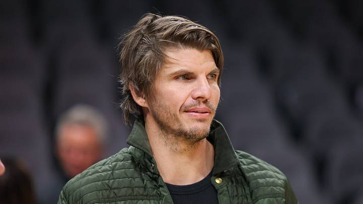 Atlanta Hawks assistant general manager Kyle Korver on the court before a game against the New York Knicks at State Farm Arena on November 15, 2023 Atlanta Hawks assistant general manager Kyle Korver on the court before a game against the New York Knicks at State Farm Arena on November 15, 2023