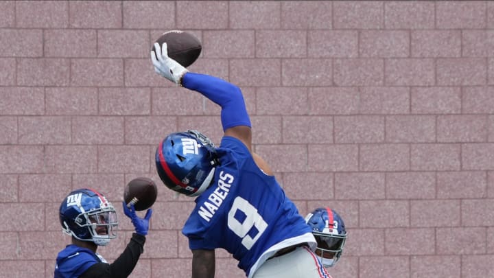 East Rutherford, NJ -- June 11, 2024 -- Wide receiver, Malik Nabers at the NY Giants Mandatory Minicamp at their practice facility in East Rutherford, NJ.