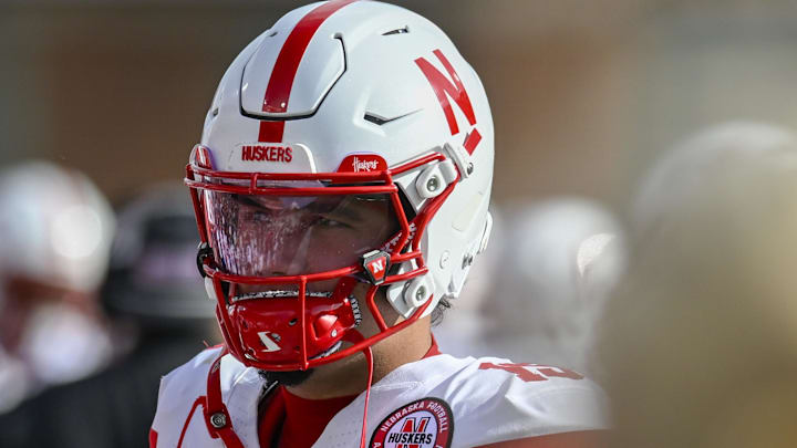 Oct 11, 2025; College Park, Maryland, USA; Nebraska Cornhuskers quarterback Dylan Raiola (15) on the sidelines during the first half against the Maryland Terrapins at SECU Stadium. Mandatory Credit: Tommy Gilligan-Imagn Images Oct 11, 2025; College Park, Maryland, USA; Nebraska Cornhuskers quarterback Dylan Raiola (15) on the sidelines during the first half against the Maryland Terrapins at SECU Stadium. Mandatory Credit: Tommy Gilligan-Imagn Images