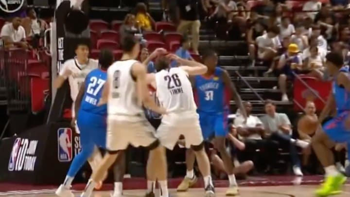 Drew Timme got hit in the head with a pass during Summer League.