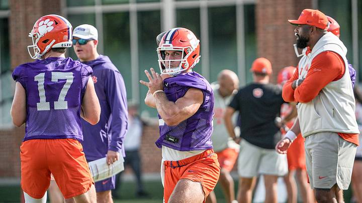 Clemson quarterback Tait Reynolds (2) passes during practice at the Allen N. Reeves Sports Complex in Clemson, S.C. Clemson quarterback Tait Reynolds (2) passes during practice at the Allen N. Reeves Sports Complex in Clemson, S.C.