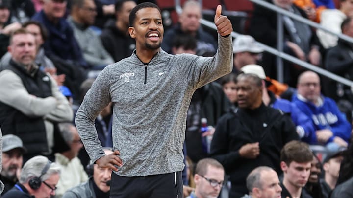 Feb 11, 2026; Newark, New Jersey, USA;  Providence Friars head coach Kim English at Prudential Center. Mandatory Credit: Wendell Cruz-Imagn Images