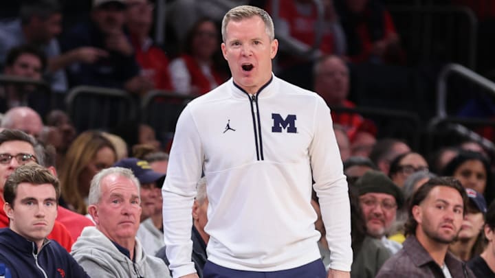 Oct 25, 2025; New York, NY, USA; Michigan Wolverines head coach Dusty May at Madison Square Garden. Mandatory Credit: Wendell Cruz-Imagn Images Oct 25, 2025; New York, NY, USA; Michigan Wolverines head coach Dusty May at Madison Square Garden. Mandatory Credit: Wendell Cruz-Imagn Images