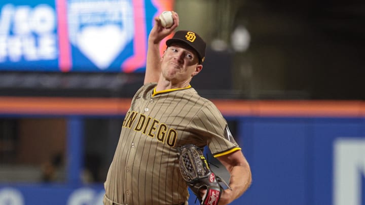 San Diego Padres starting pitcher Nick Pivetta (27) delivers a pitch during the third inning against the New York Mets at Citi Field. 