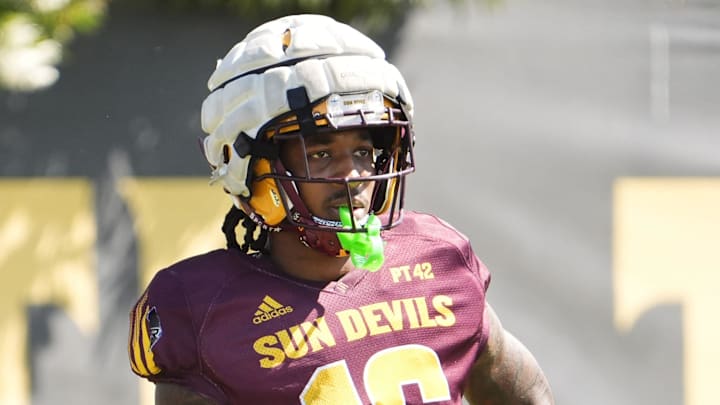 Arizona State wide receiver Jaren Hamilton during spring practice at Kajakawa Practice fields on April 16, 2025, in Tempe.