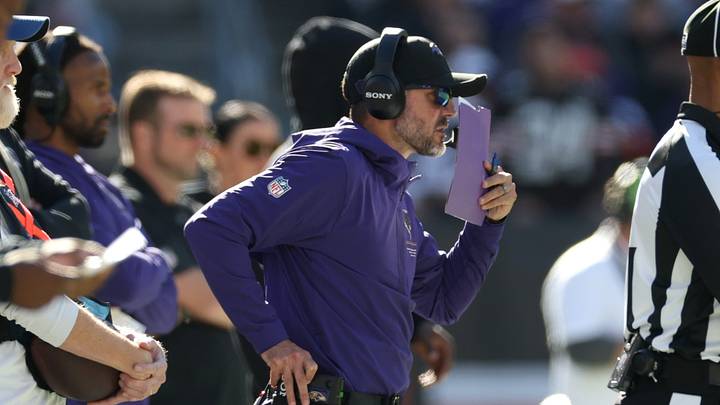 Oct 18, 2026; Cleveland, Ohio, USA; Baltimore Ravens head coach Jesse Minter in the fourth quarter against the Cleveland Browns at Huntington Bank Field. Mandatory Credit: Scott Galvin-Imagn Images Oct 18, 2026; Cleveland, Ohio, USA; Baltimore Ravens head coach Jesse Minter in the fourth quarter against the Cleveland Browns at Huntington Bank Field. Mandatory Credit: Scott Galvin-Imagn Images