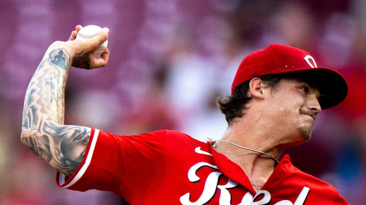 Cincinnati Reds pitcher Chase Petty delivers a pitch in the first inning of the MLB game between Cincinnati Reds and St. Louis Cardinals at Great American Ball Park in Cincinnati on Wednesday, April 30, 2025.