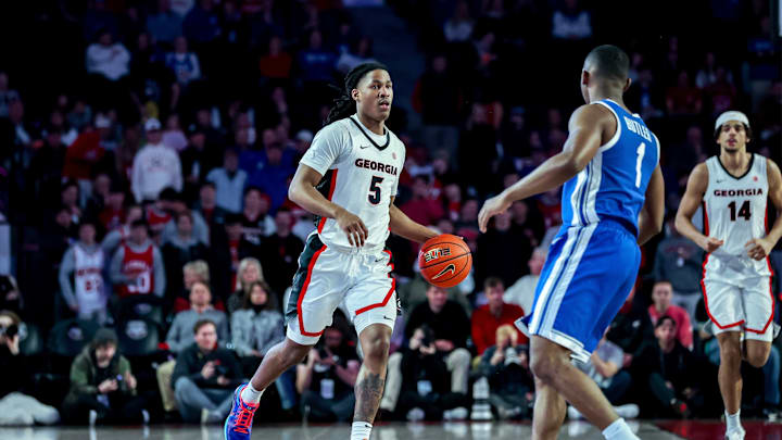 Georgia guard Silas Demary Jr. (5) during Georgia’s game against Kentucky at Stegeman Coliseum in Athens, Ga., on Tuesday, Jan. 7, 2025. (Conor Dillon/UGAAA)