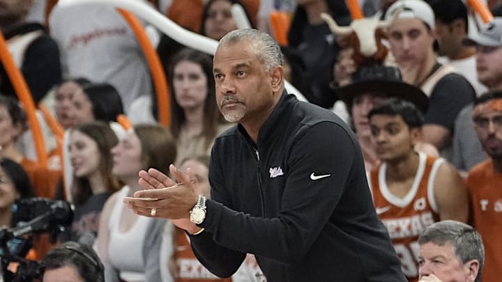 Feb 19, 2024; Austin, Texas, USA; Kansas State Wildcats head coach Jerome Tang watches the first half against the Texas Longhorns at Moody Center. Mandatory Credit: Scott Wachter-Imagn Images