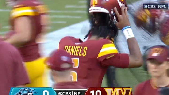 Jayden Daniels slammed his helmet after getting some news he didn’t like.