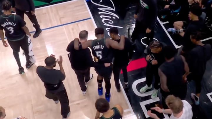 Anthony Edwards needed help off the court in the first half of Game 4.