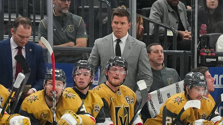Vegas Golden Knights head coach Ryan Craig looks on in the third period of the game against the against the Tampa Bay Lightning at T-Mobile Arena. Mandatory Credit: Candice Ward-Imagn Images Vegas Golden Knights head coach Ryan Craig looks on in the third period of the game against the against the Tampa Bay Lightning at T-Mobile Arena. Mandatory Credit: Candice Ward-Imagn Images
