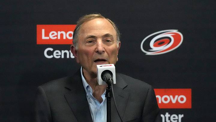 Sep 29, 2026; Raleigh, North Carolina, USA;  NHL commissioner Gary Bettman before a game between the Florida Panthers and Carolina Hurricanes at Lenovo Center.  Mandatory Credit: James Guillory-Imagn Images