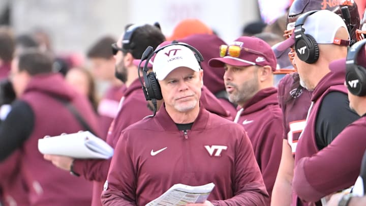 Nov 1, 2025; Blacksburg, Va.; Virginia Tech head coach Phillip Montgomery during the third quarter at Lane Stadium.
