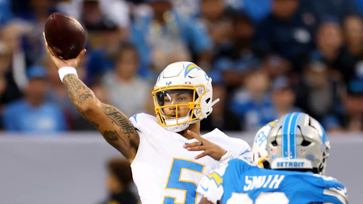 Los Angeles Chargers quarterback Trey Lance. Mandatory Credit: Scott Galvin-Imagn Images
