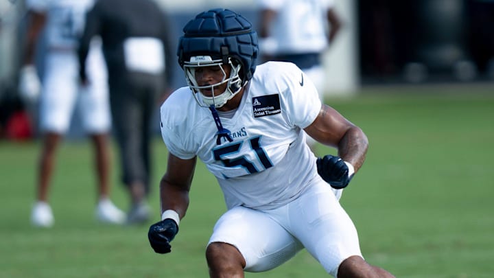 Cedric Gray during the Tennessee Titans training camp. Cedric Gray during the Tennessee Titans training camp.