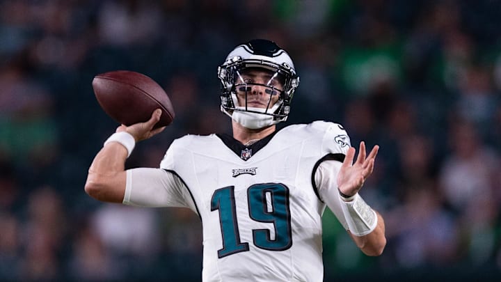 Philadelphia Eagles quarterback Ian Book. Philadelphia Eagles quarterback Ian Book.